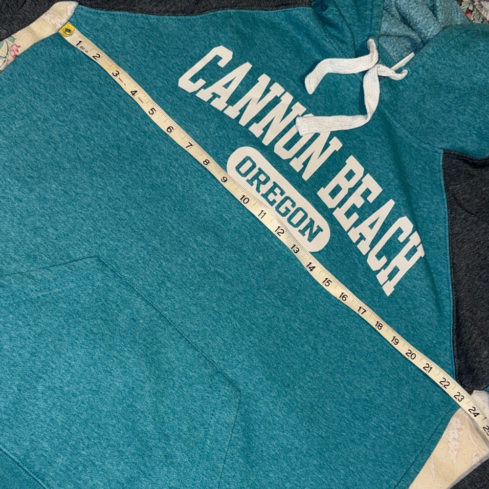 PNW Oregon Coast Teal and Gray Women's Hoodie - Picture 5 of 7